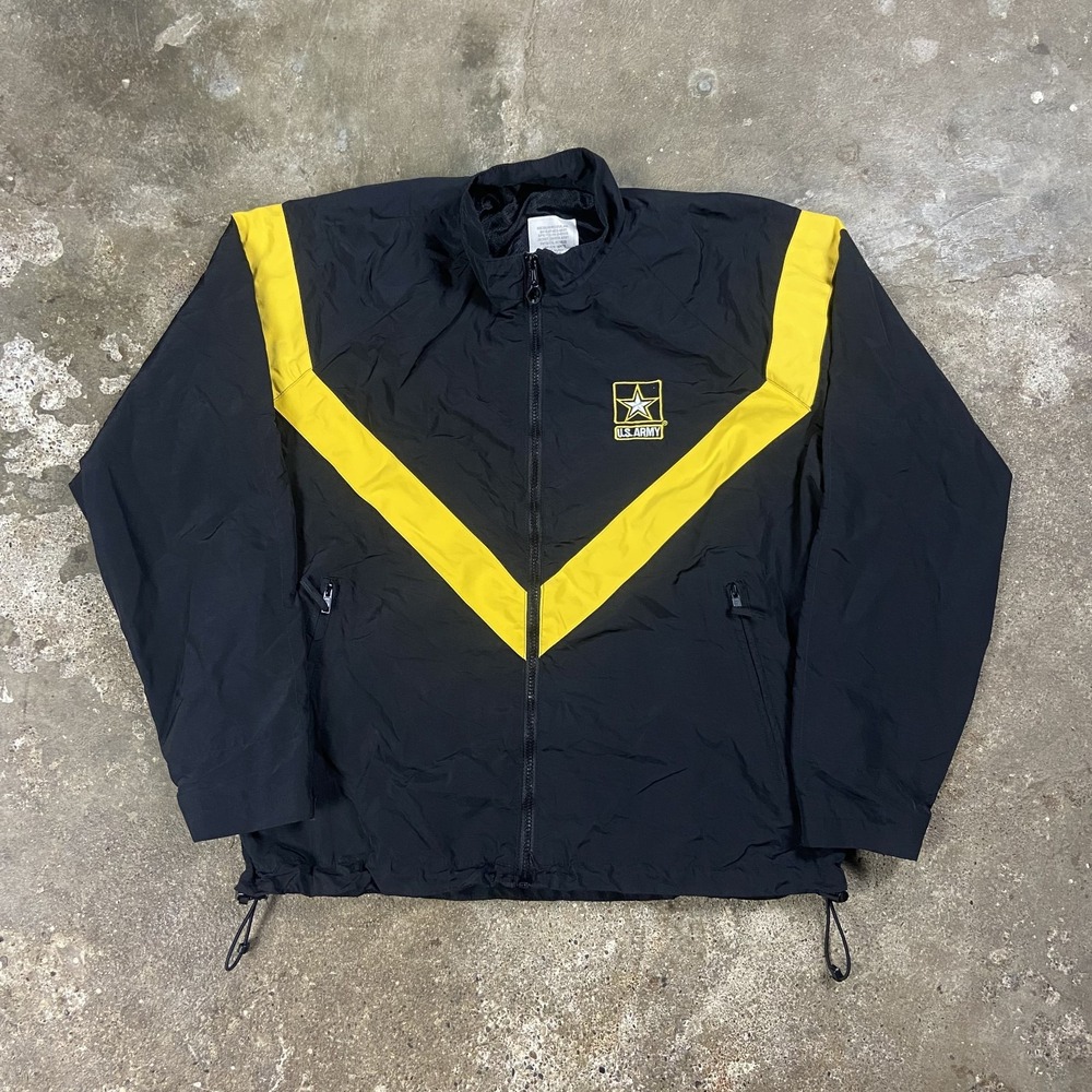 U.S. Army Windbreaker Jacket Size Medium Black Mock Neck Full Zip Military Logo